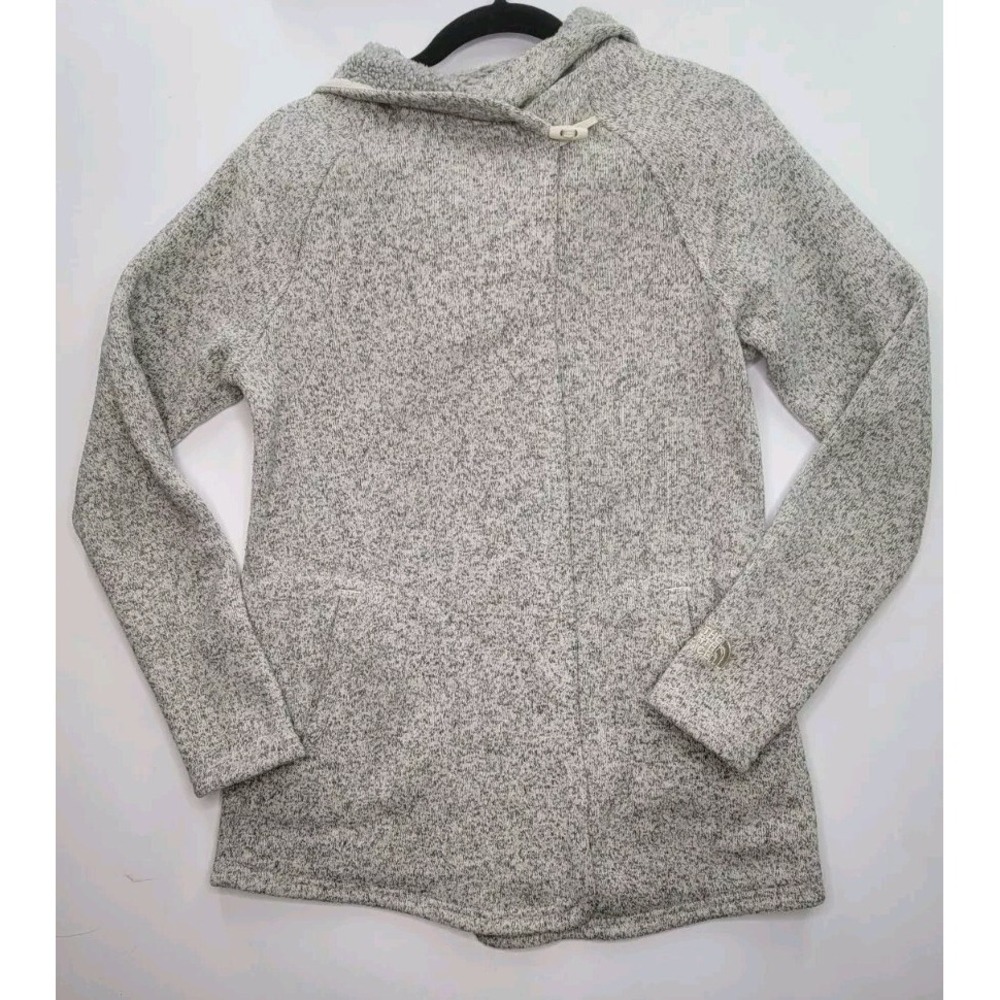 The North Face Sweater SMALL Crescent Fleece Hood Wrap Toggle Heather Gray Adobe